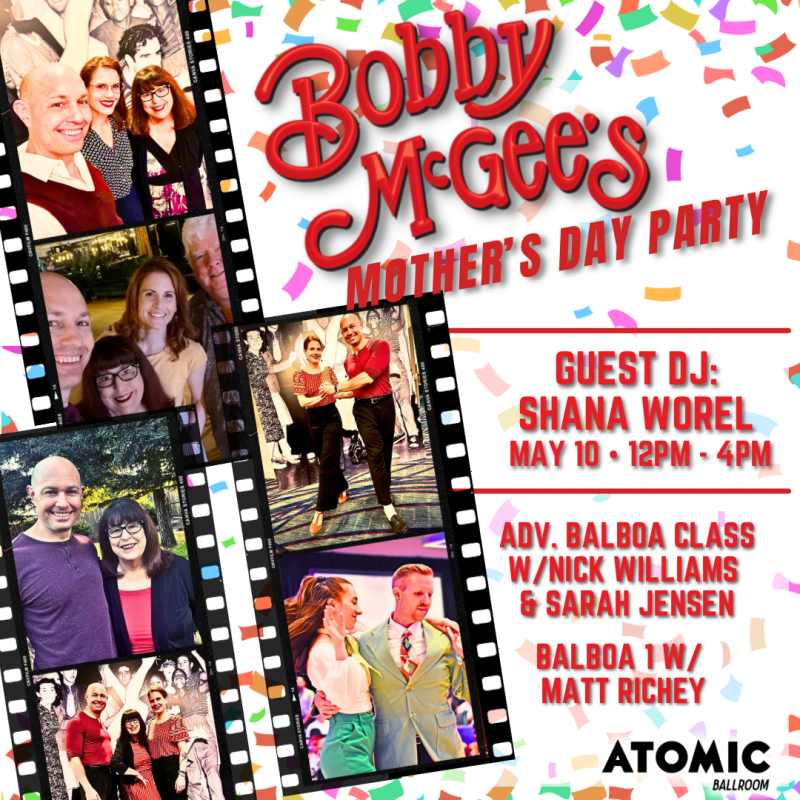Advertisement for Bobby McGee's Dance Party at ATOMIC Ballroom.