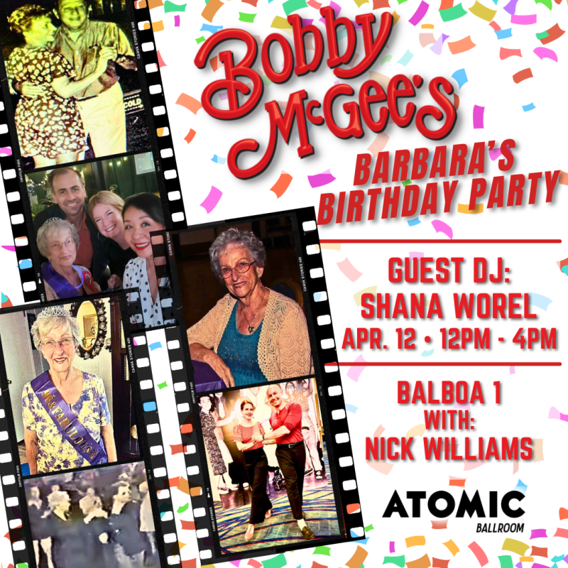 Advertisement for Bobby McGee's Dance Party at ATOMIC Ballroom.