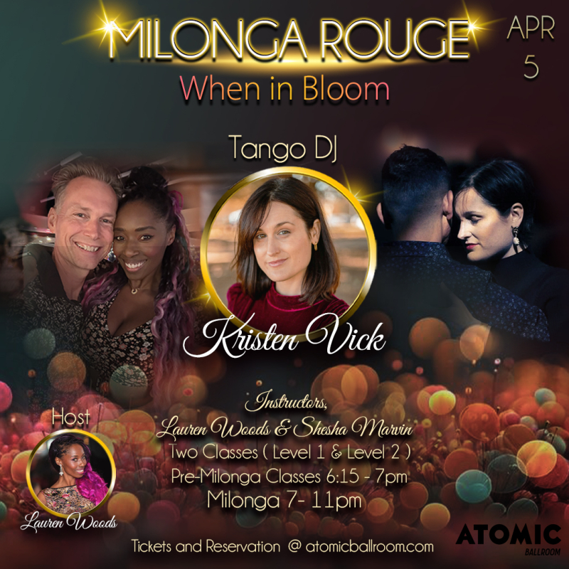 Advertisement for Milonga Rouge at Atomic Ballroom.