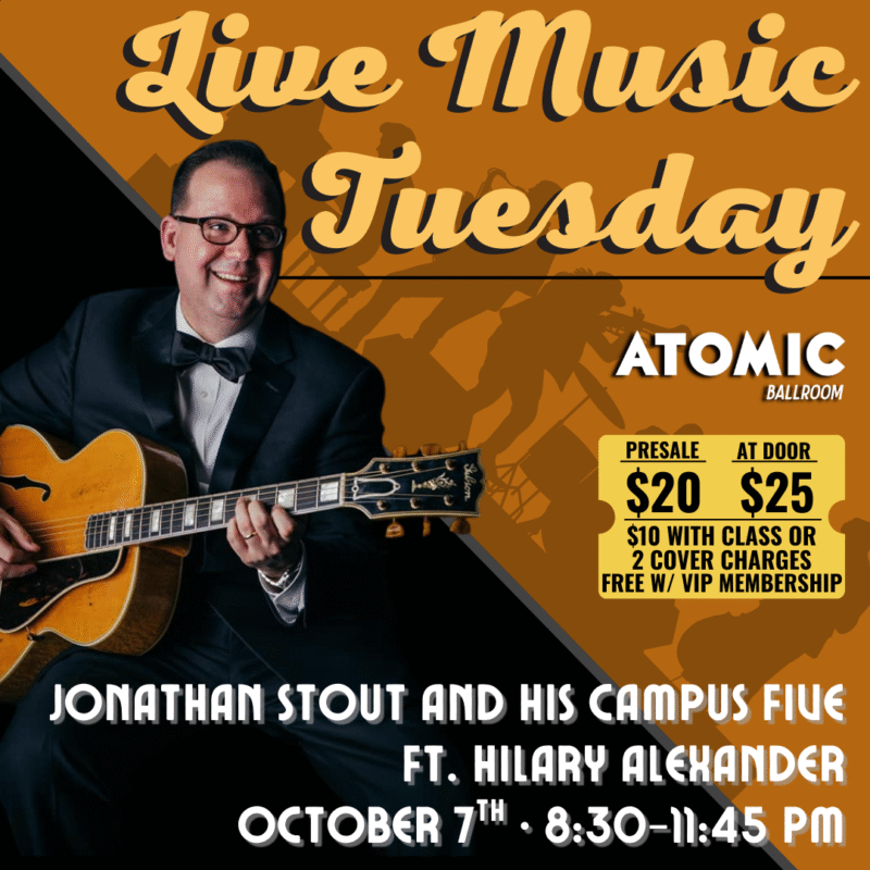 Advertisement for Live Music Tuesday at Atomic Ballroom featuring San Lyon.