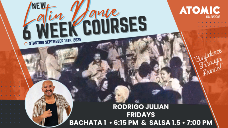 Advertisement for Atomic Ballroom's 6 Week Swing Dance Courses.