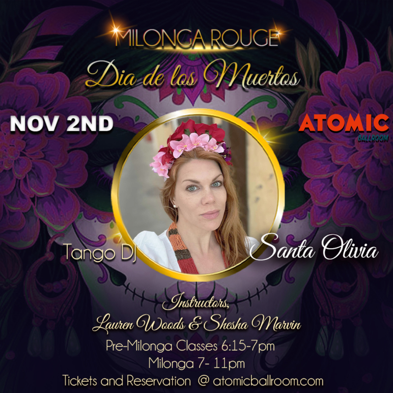 Advertisement for Milonga Rouge at Atomic Ballroom.