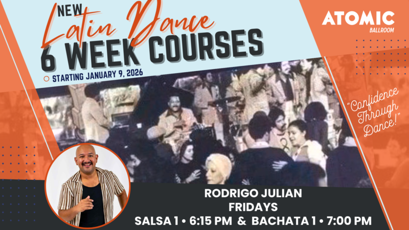 Advertisement for Atomic Ballroom's 6 Week Swing Dance Courses.