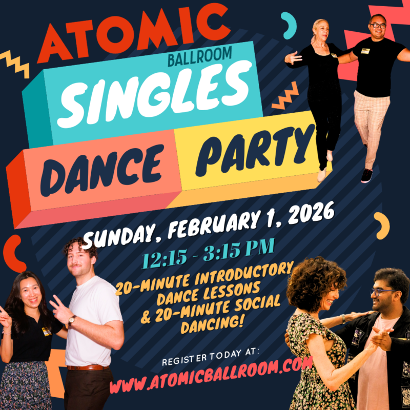 Advertisement for Single Party at Atomic Ballroom.