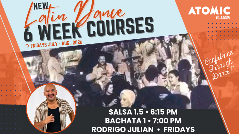 Advertisement for Atomic Ballroom's 6 Week Swing Dance Courses.