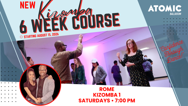 Advertisement for Atomic Ballroom's 6 Week Swing Dance Courses.