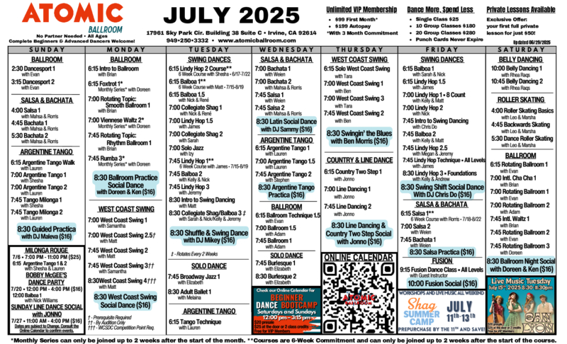 Calendar ATOMIC Ballroom Irvine CA in Orange County Calendar ATOMIC Ballroom Irvine CA in Orange County